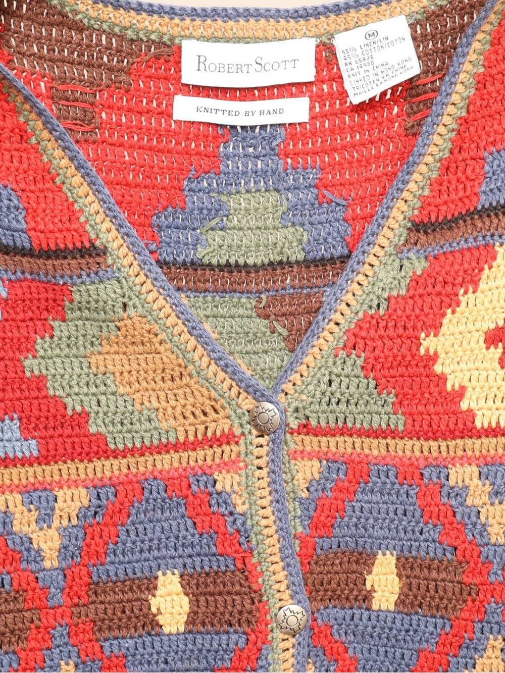 Vintage Robert Scott Hand Knit Pattern Multicolor Sweater Vest - Picture 4 of 4